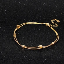Fashion Sexy Gold Beach Anklets Square Metal Ankle Bracelet Foot Jewelry for Women Flower Anklets Bracelet on the Leg Never Fade