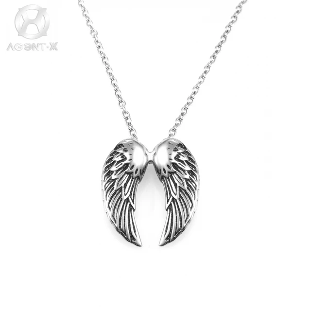 les bijoux agentx cool punk men gents stainless steel angel wing