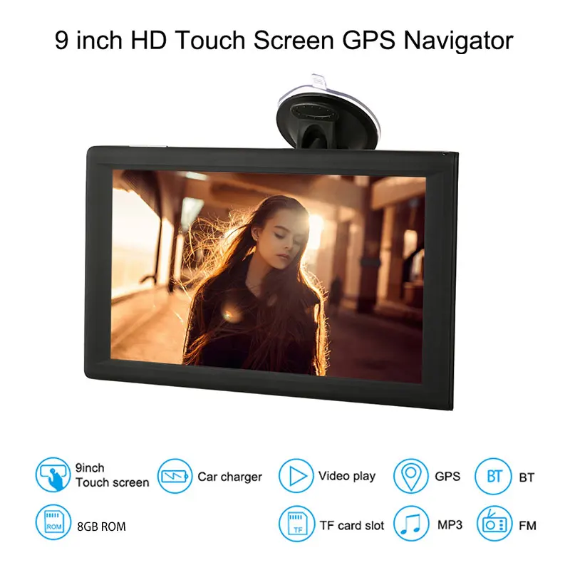 

9 Inches Portable GPS Navigator Vehicle Navigation FM Transmit Electronic Album Sensors Universal Photography Car Navigator