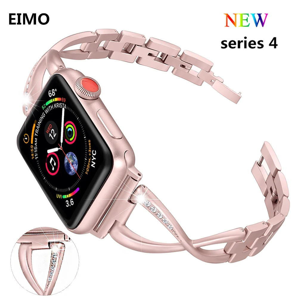 

Diamond Stainless Steel Strap for Apple watch band 4 44mm 40mm Aple watch correa 42mm 38mm Watchband Bracelet Iwatch 4/3/2/1