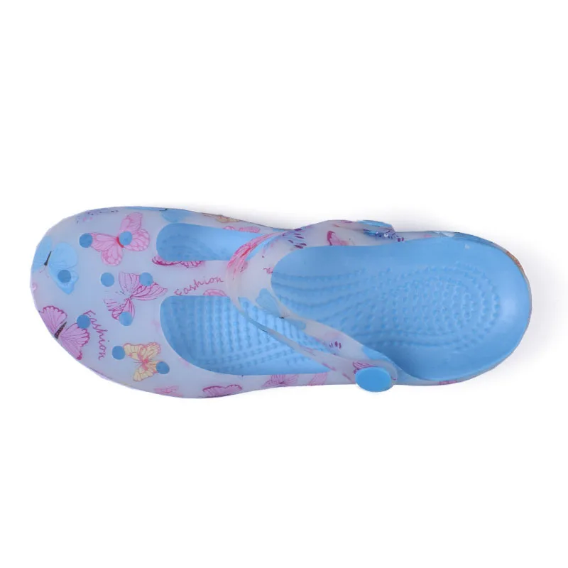 Skup Hung Yau kobiety wielokolorowe buty ogrodowe kobieta lato styl drewniaki plażowe sandały na płaskim obcasie znane marki dla kobiet wysokiej jakości rozmiar US 8