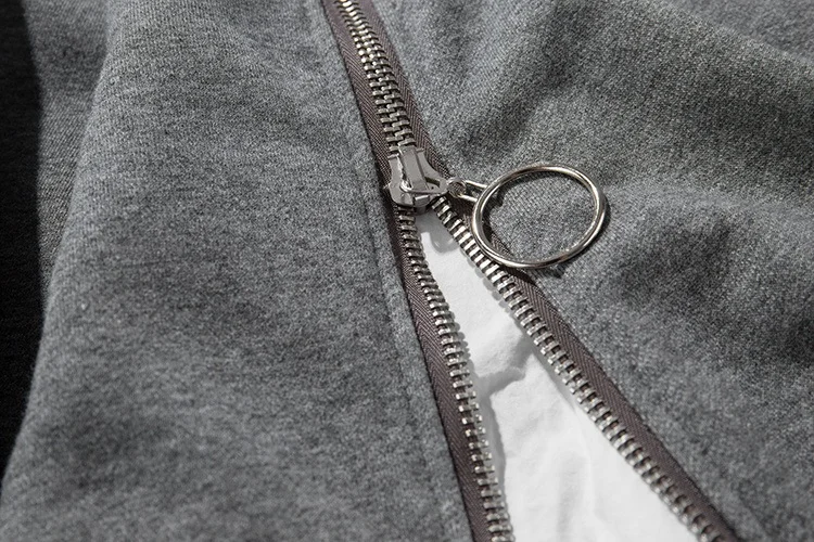 Front Long Zipper Back Ribbon Hoodies 7