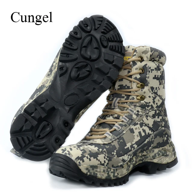 Cungel Outdoor Hiking Shoes Camouflage Men waterproof Hunting boots Military Desert Combat boots trekking Mountain Climbing