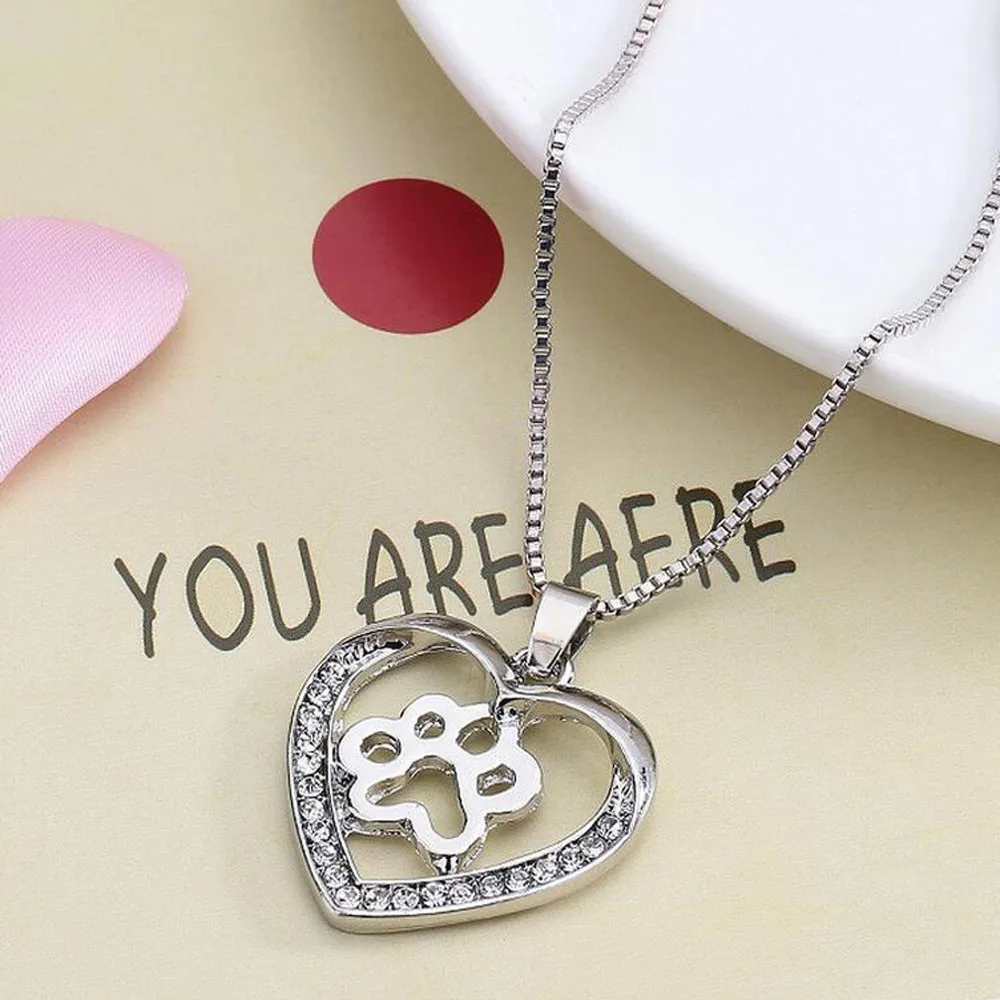 

Diomedes Necklace For Women Collar Personalized Fashion Jewelry Crystal Rhinestone Dog Paw Necklace for dropshipping