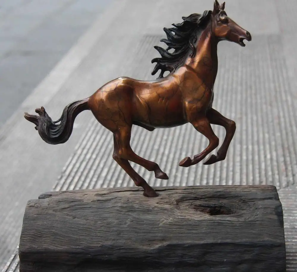 

Chinese Brass Copper Carved Animal Successful Running Horse Statue Art Sculpture