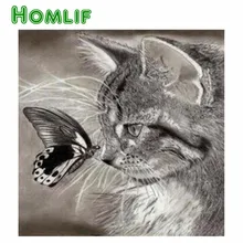 5D DIY заказной набор для картин из алмазов eigen foto Кот Бабочка полный квадратный стежок Алмазная вышивка мозаика