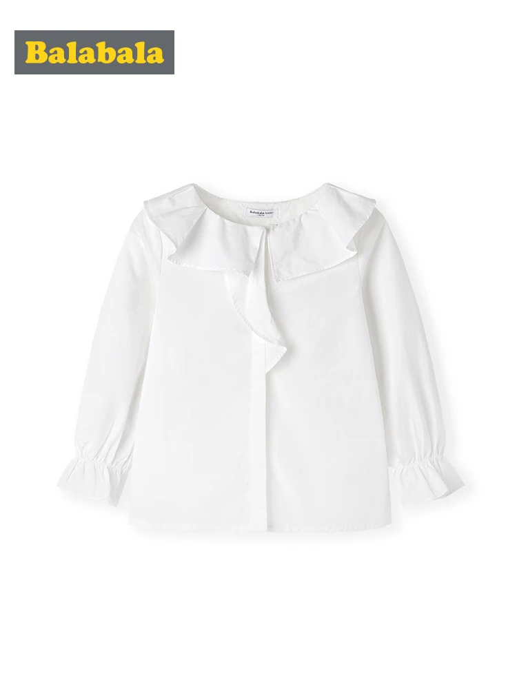 

Balabala Girls foreign style girls white shirt baby cotton shirt autumn 2019 new children blouse cotton