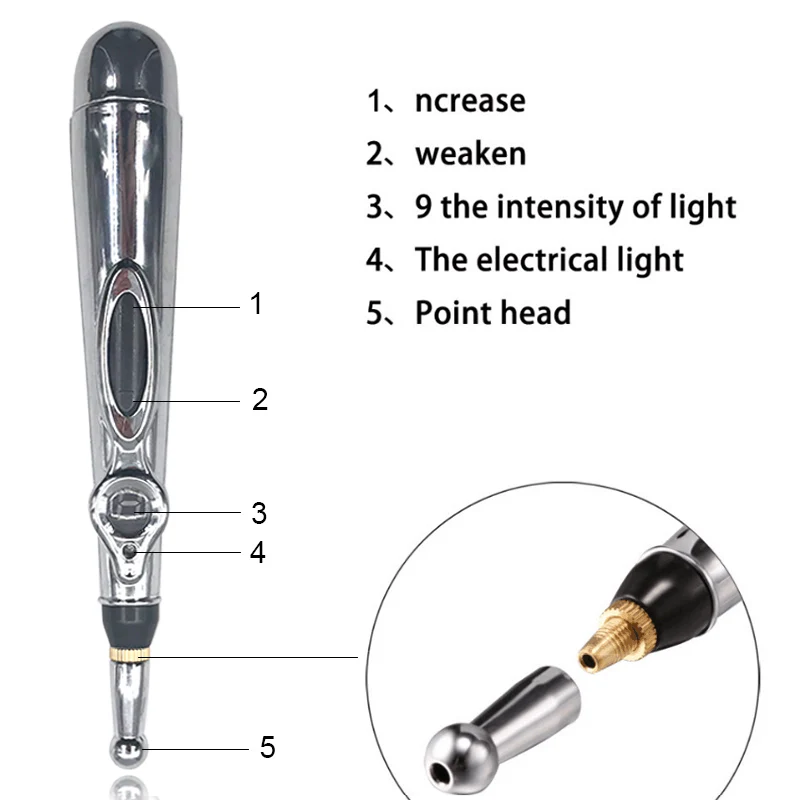 Электронная ручка для иглоукалывания, электрическая меридианская лазерная терапия, лечебная Массажная ручка меридиан, энергетическая ручка, облегчающая боль, инструмент для ухода за лицом