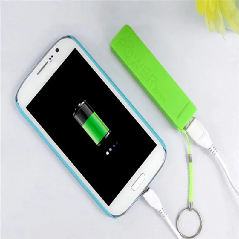 Portable USB External Power Bank Case Pack Box 18650 Battery Charger 2600mAh No Battery Powerbank With Key Chain 6 Colors