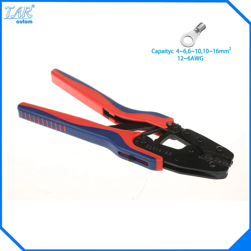 

4-6,10-16mm2 Super Strength-Saving Crimping Pliers Ratchet Crimping Tool Insulated and Non-insulated cable end-sleeves DR-616TD