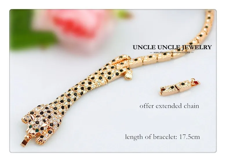Красивый браслет из розового золота, австрийские стразы, леопардовый дизайн, роскошный женский браслет