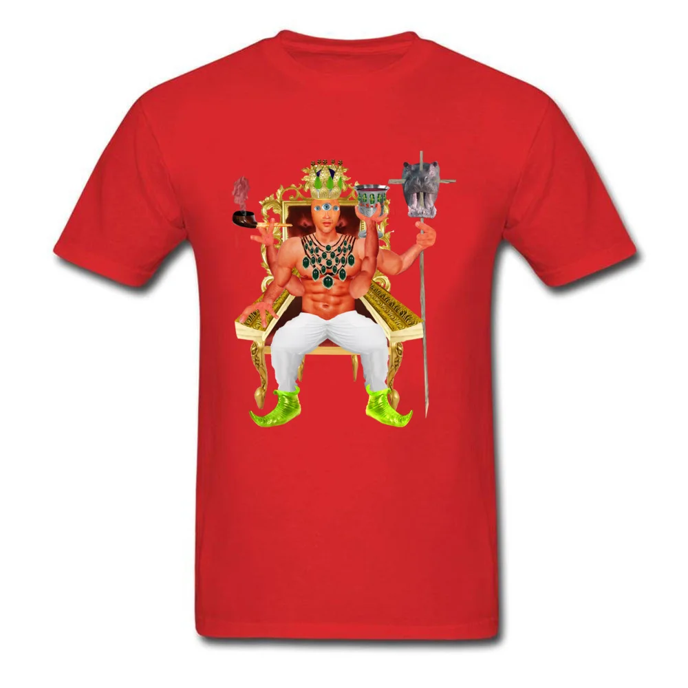Popular Psychedelic Third Eye King T Shirts Round Collar Cotton Fabric Men's Tops Shirts Short Sleeve Summer Fall Clothing Shirt Psychedelic Third Eye King red
