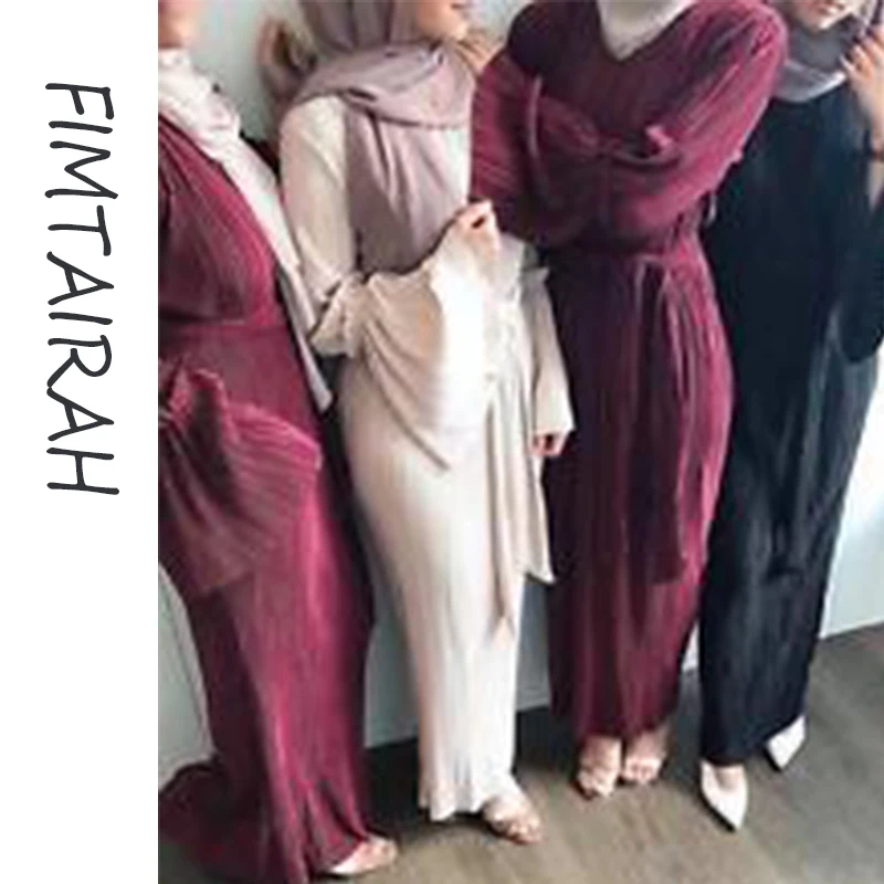 

Dubai Muslim Abaya Women Pleated Long Maxi Dress Islamic Kaftan Arab Robe Jilbab long dresses robe musulmane longue arabic mo