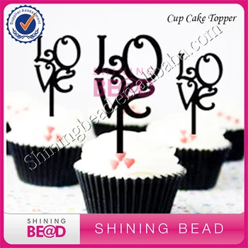 

Love Black Acrylic Wedding cup Cake Topper