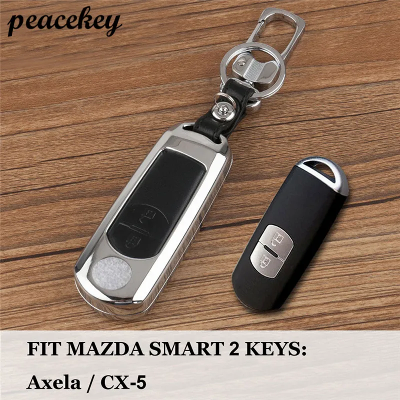 Zinc alloy+Leather Car Remote Key Case Cover For Mazda 2 3 6 Axela Atenza CX-5 CX5 CX-7 CX-9 Smart 2/3 Buttons