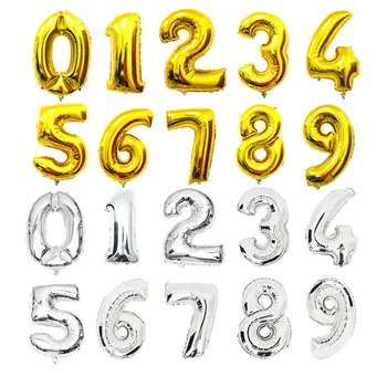 

50pcs 32 inches Gold Silver Number Foil Balloons Digit Balloons Birthday Party Wedding Decor Air Baloons Event Party Supplies
