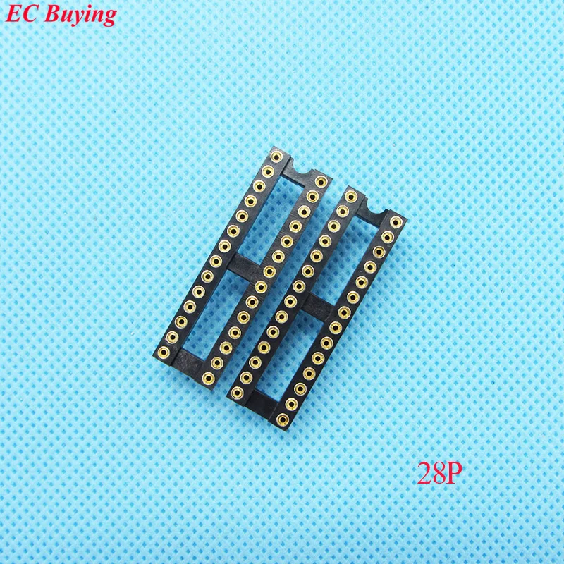 

17pcs Round Hole 28 Pin 2.54MM DIP IC Socket Adaptor Solder Type IC Connector (If you need other quantity, please contact us )