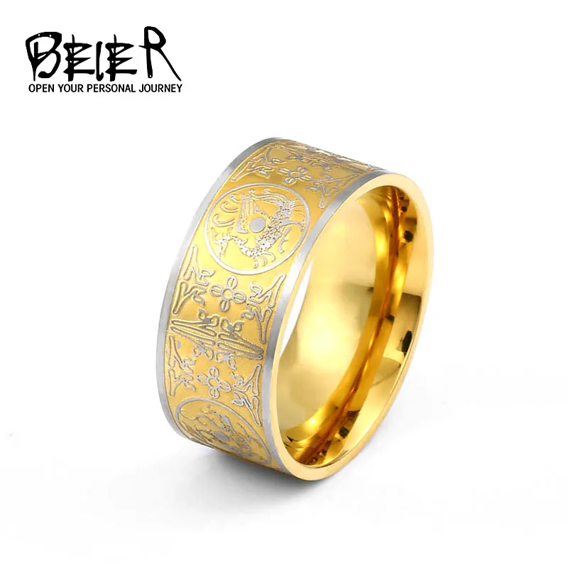 BEIER, уникальное животное, Северная Европа, Тор, Викинг, нержавеющая сталь, дракон, мужское кольцо, готическое, китайское, рождественское, очаровательные украшения, BR8-386 - Цвет основного камня: gold one