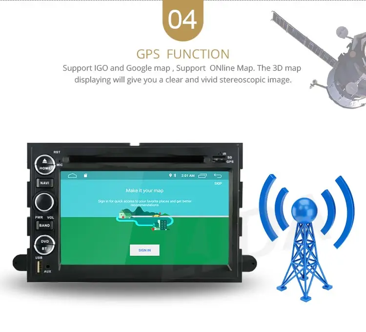 Clearance LJDA 2 Din Android 9.1 Car Radio For Ford F150 Fusion Escape Edge Multimedia Player Stereo Auto Audio GPS DVD Video IPS Screen 6
