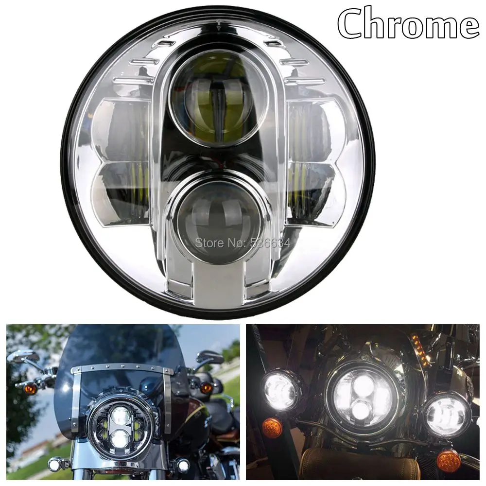 

1Pc 80W Chorme Housing 7" LED Projector Headlight H4 Auto Hi/Low Beam for Jeep Wrangler Motor Heritage Softail,Indian Chieftain