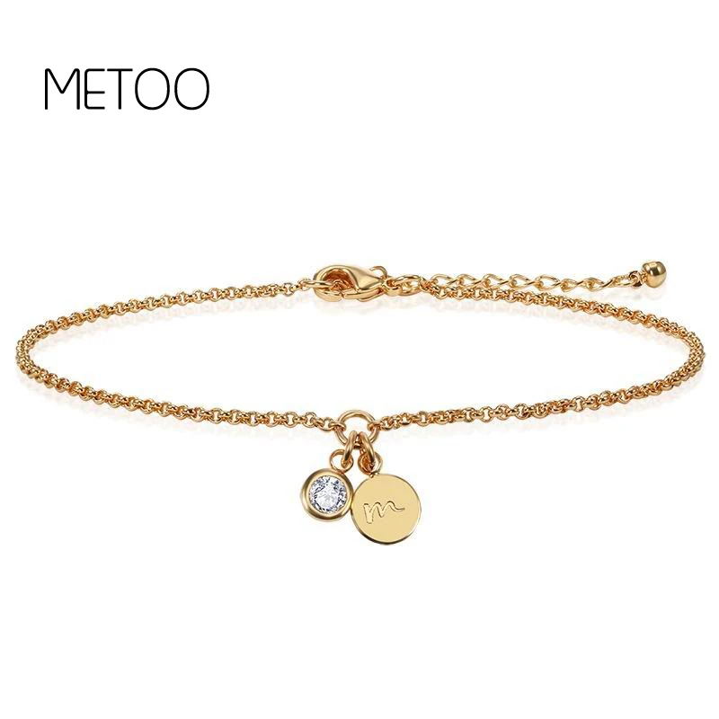  METOO Letter Zircon Bracelet & Bangle for Women Girl Fashion 3 Colors Adjustable Name Bracelets Bab