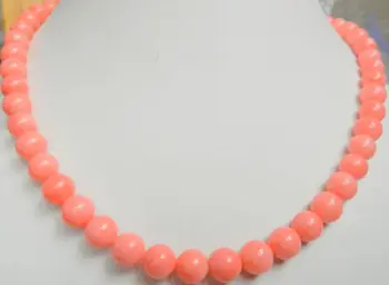 

Jewelry pendant Necklace pink coral 8mm round beads 18 "AAA