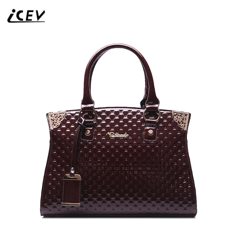 

ICEV New Fashion Luxury Handbags Women Bags Designer High Quality Patent Leather Handbag Women Leather Handbags Office Totes Sac