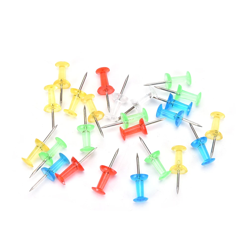 100PCS/pack Colorful Push Pin Assorted Transparent Making Thumbtack Pins Cork Board Office School Stationery