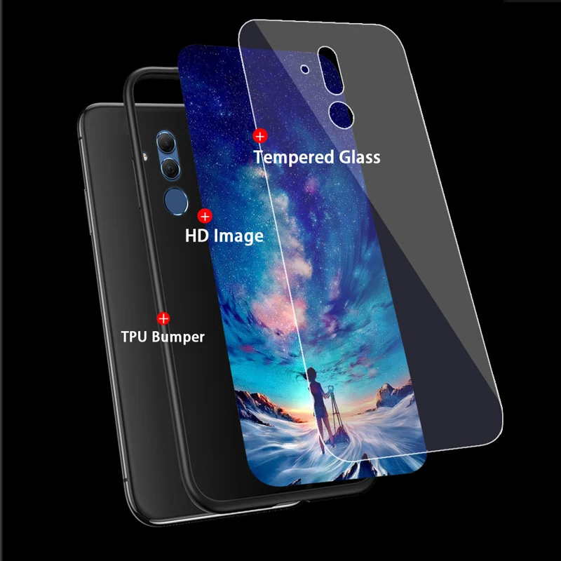 Чехол для Huawei Mate 20 Lite чехол из закаленного стекла с изображением планеты космоса