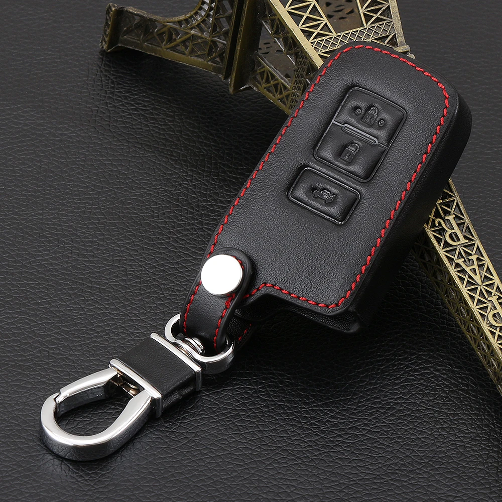3 Button Leather Car Key Fob Shell Cover Case For Toyota Camry Corolla