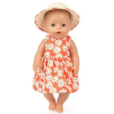 Детская одежда для новорожденных, 18 дюймов, синяя и розовая детская одежда со шляпой, с цветочным принтом, куклы, подарок для новорожденных, аксессуары Zapf - Цвет: 02
