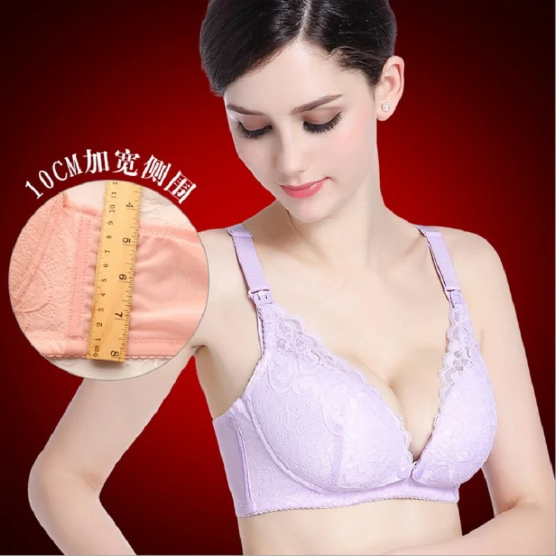 Postpartum comfortable breathable lace side front button breastfeeding bra pregnant women Nursing bra underwear nursing