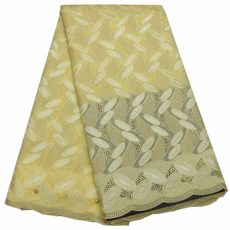 

Free shipping (5yards/pc) High quality African lace fabric cream color Swiss voile lace fabric with stones for party CLP103