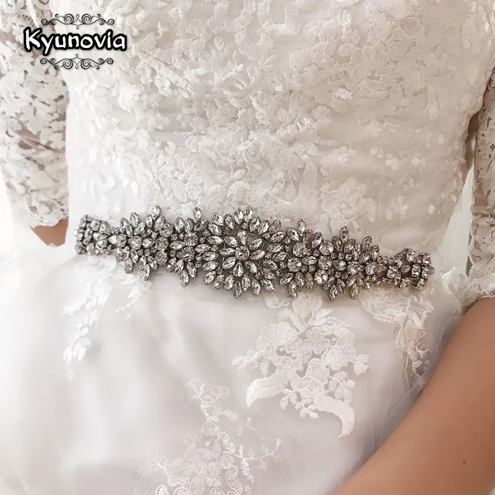 Kyunovia вечернее платье пояс розовый белый цвета слоновой кости ремни Кристалл Стразы ленты серебряный свадебный пояс невесты Sash D15
