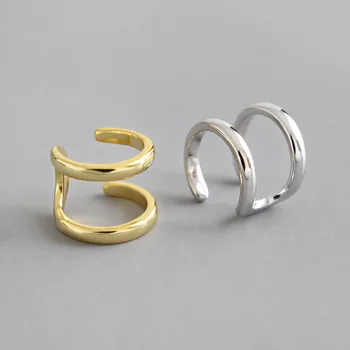 

ONLY 1pc 10MM minimalist 100% Authentic 925 Sterling silver White/gold Double Rows Clip Earrings (No pierced)fine jEWELRY TLE578