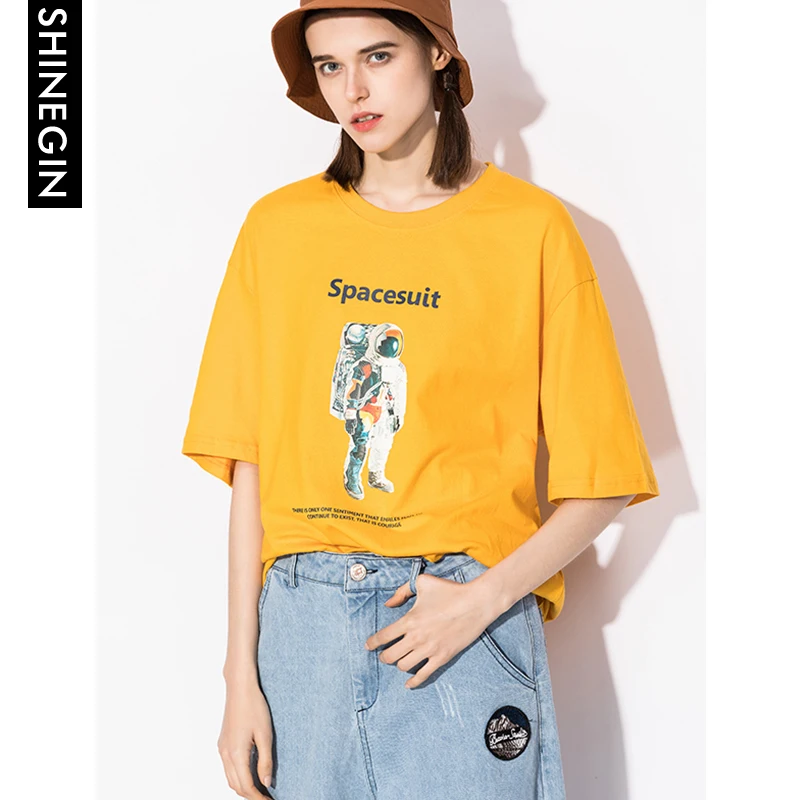 SHINEGIN Spacesuit футболка уличная 2019 Лето Harajuku повседневные футболки с коротким