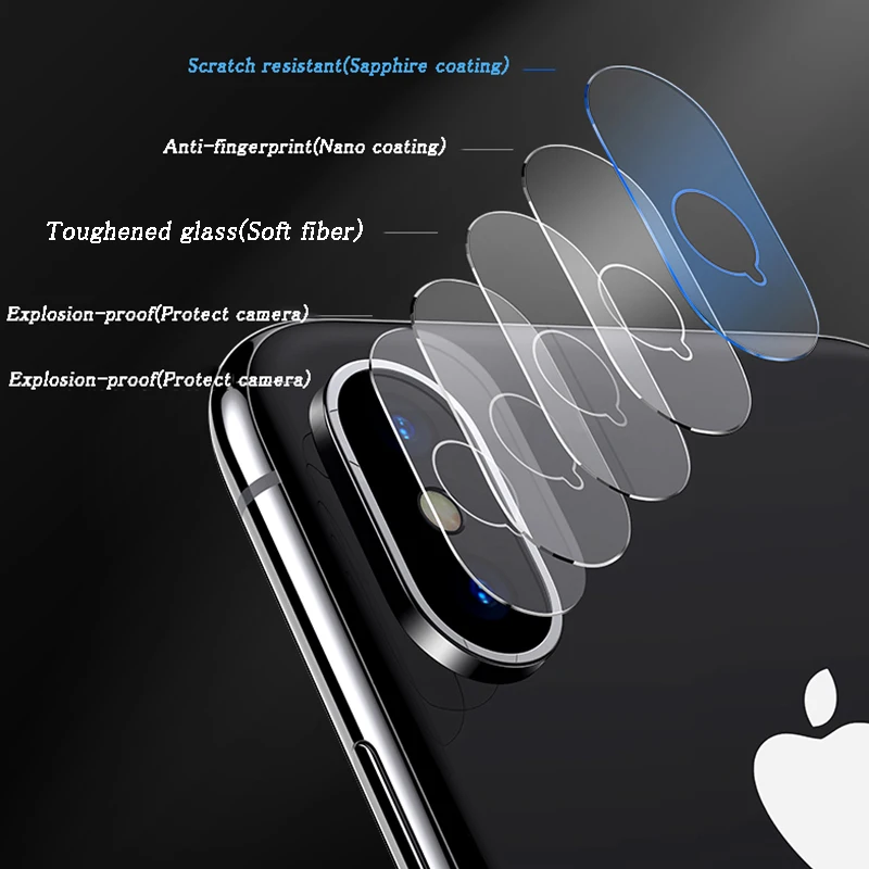 OTAO объектив камеры закаленное стекло Screen Protector 2 шт./лот для Apple IPhone X 8 7 6 S плюс 5S se 5C