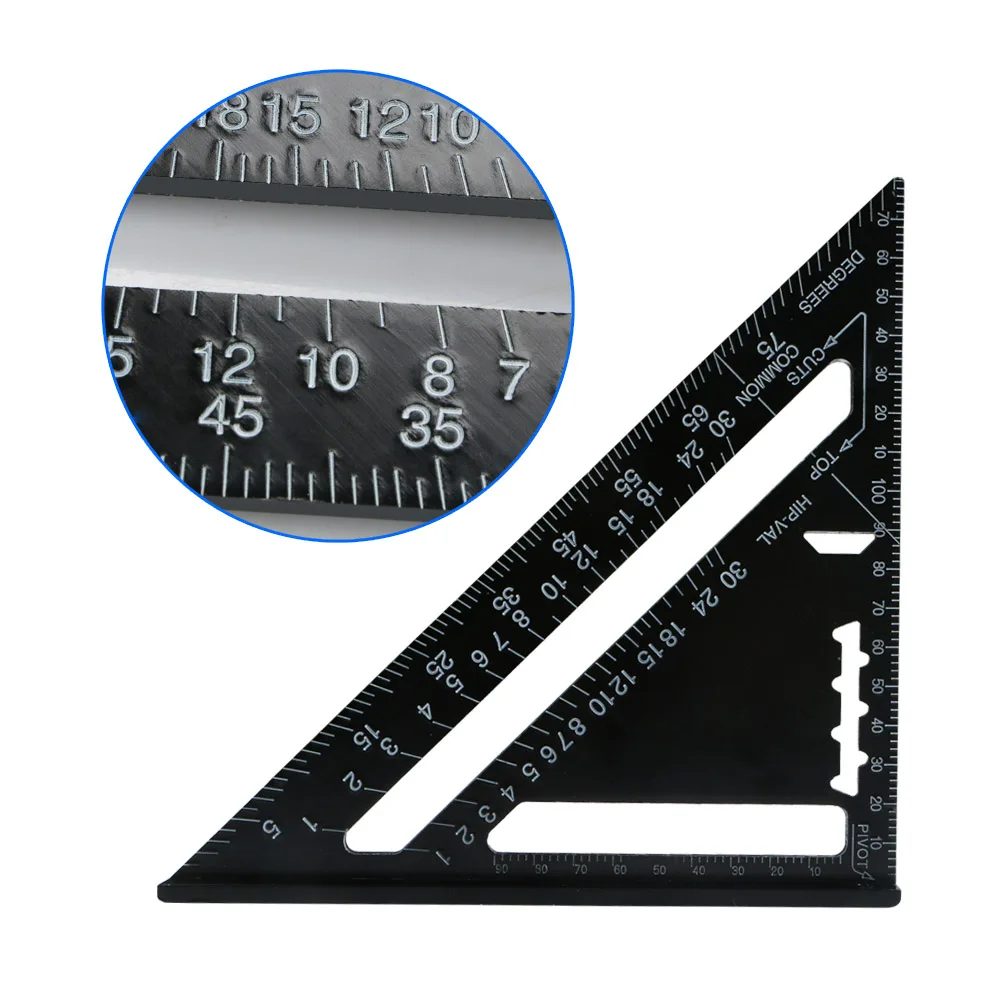 7/12 дюймовый метрический треугольник из алюминиевого сплава линейка квадратная треугольная угломер для деревообработки измерительных инструментов