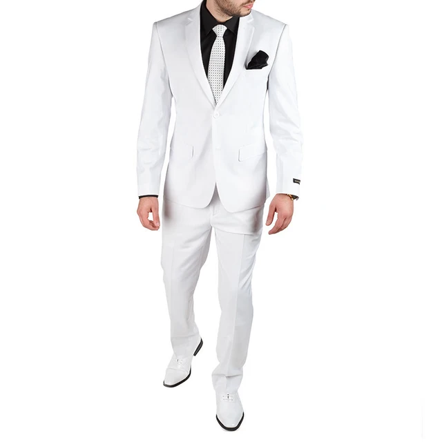 FOLOBE Custom Made 2 pieces White Men Slim Fits suits Tuxedo Wedding ...