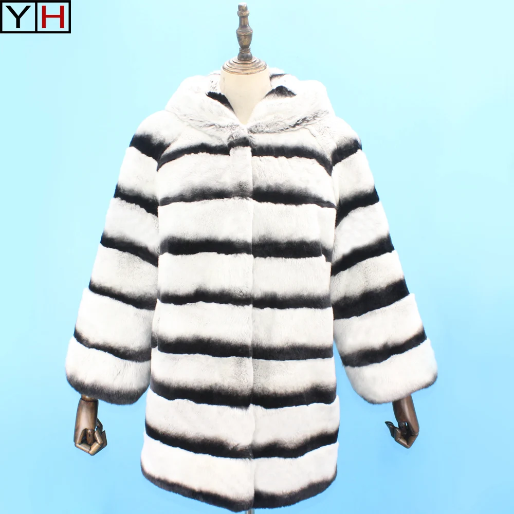 

Winter Lady 100% Real Rex Rabbit Fur Coat Natural Bruise Blue Whole Skin Rex Rabbit Coat Fur Coat Women Winter Warm Hat Coat