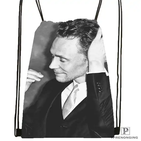 Drawstring Backpack Пользовательские Tom_Hiddleston_Cannes@ 02-походная сумка на шнурке милый рюкзак для детей(черная спинка) 31x40 см#180611-01-36 - Цвет: Drawstring Backpack