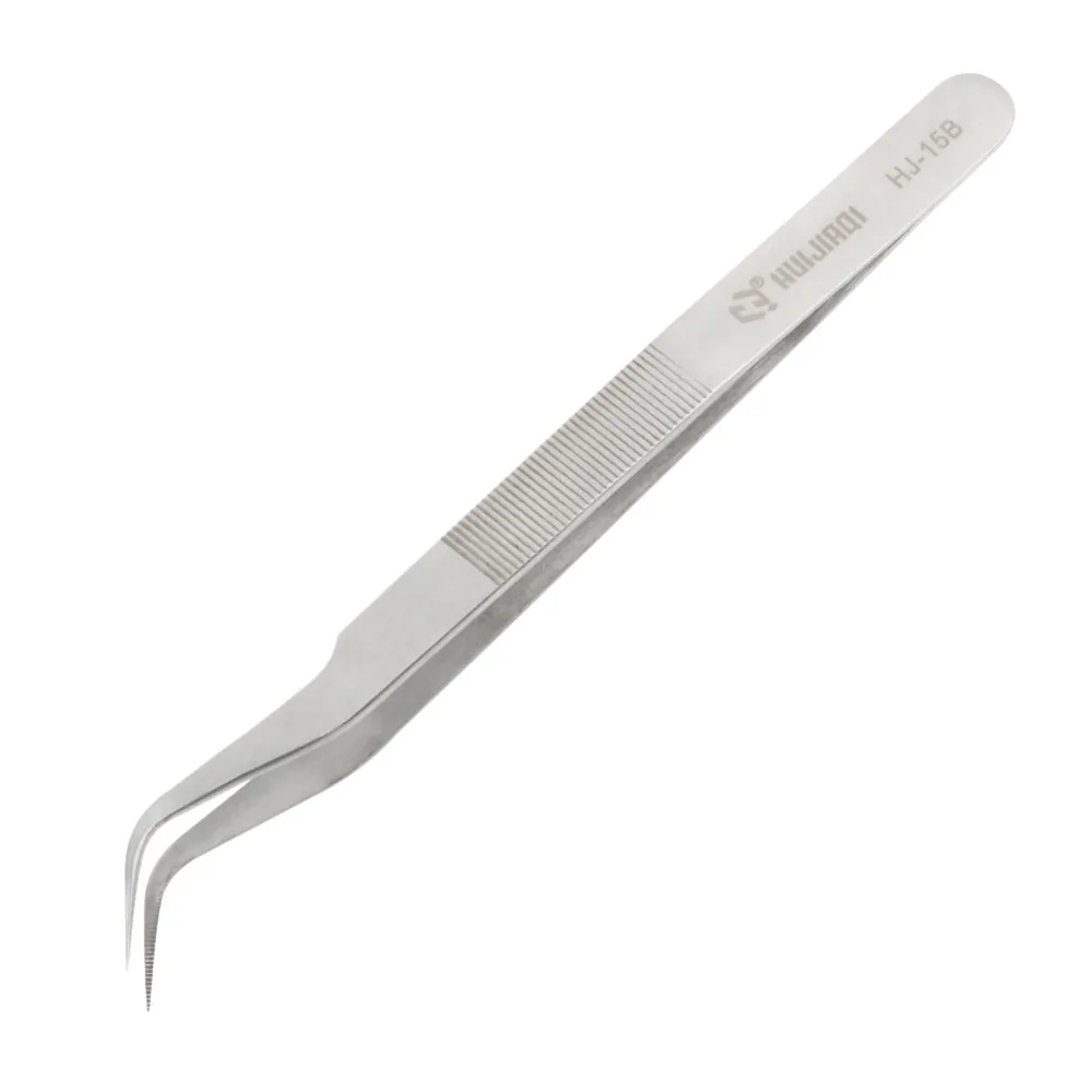 

17cm Long Precision Tweezers Durable Stainless Steel Curved Tips Tweezers Non-slip Handle for Jewelry Hobby Craft DIY Tool