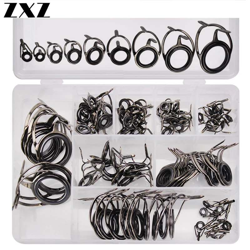 

85Pcs/Box Fishing Rod Guide Ceramics High Carbon Steel Ring Surf Casting Rods Guides Rings Tip Top Repair Kit Fish Accessories