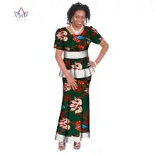 Африканский Базен женский короткий рукав костюм из двух частей плюс размер Африка Женская одежда с круглым вырезом Дашики бренд юбка набор хлопок 6xl WY412