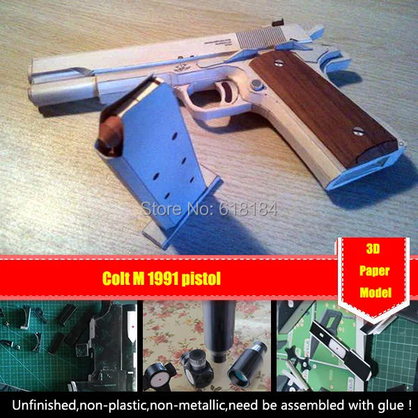 New 2016 papercraft educational toy Paper model gun US Colt M1911 Pistol 11 scale weapons 3d