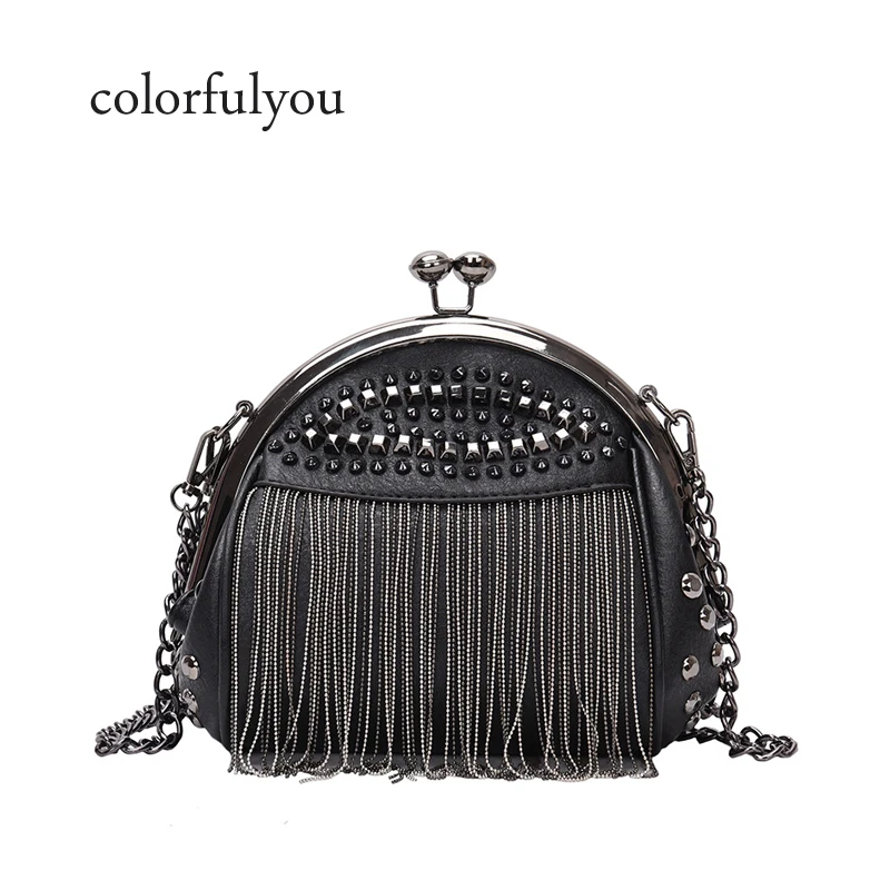 

2019 New Spring Shell Shoulder Bags Punk Style Rivet Women PU Leather Handbags fashion Girl Small Round Bags Chain Crossbody Bag