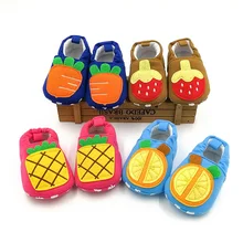 Hooyi хлопковая обувь для новорожденных для маленьких девочек Носки для девочек фрукты Вышивка мода младенцев Обувь для мальчиков Обувь для малышей Детские носки хлопок Обучение обуви