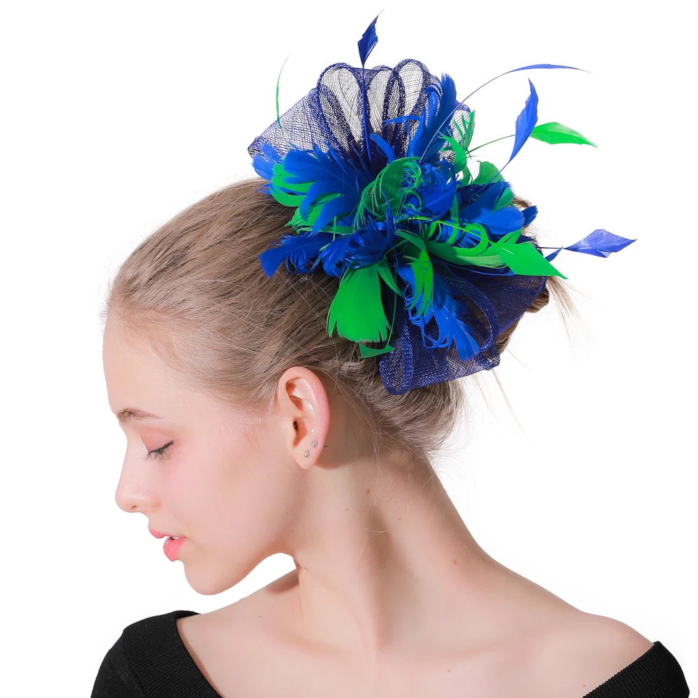 

Nice Sinamay Wedding Headwear Women Fashion Fascinator Feather Hair Accessorie Party Ladies Headdress Elegant Bride Hair Pins