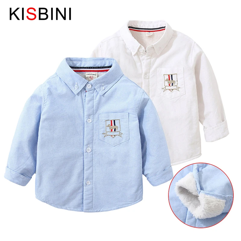 

KISBINI Winter Boys shirts Thick Velvet Warm Shirt Baby Boy Tops European Style Blue Yellow Plaid Full Sleeve School Uniforms