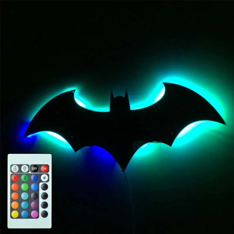 

LED Night Light Wall Lamp USB Power Supply 7Color Mirror LED 3D Batman Remote Control Home Decoration LightLamp Children Gifts